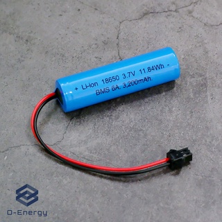 ถ่านชาร์จ Li-ion 18650 3.7V  3,200mAh สำหรับรถบังคับ แบบแพคมีวงจรป้องกัน1S 6A. / Connector SM 2Pin