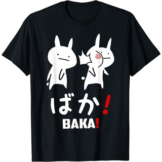 เสื้อยืด ผ้าฝ้าย พิมพ์ลายอนิเมะ Baka Rabbit Slap สไตล์ญี่ปุ่น สําหรับผู้ชาย