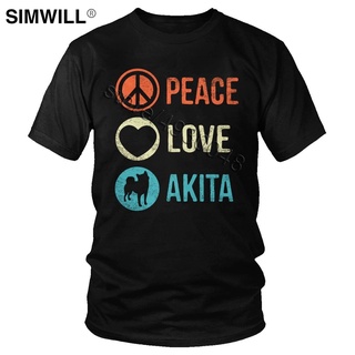 oversize T-shirt เสื้อยืดลําลอง สําหรับผู้ชาย แขนสั้น พิมพ์ลาย Peace Loe Akita Inu FQbgmk32KKknnb55 S-5XL