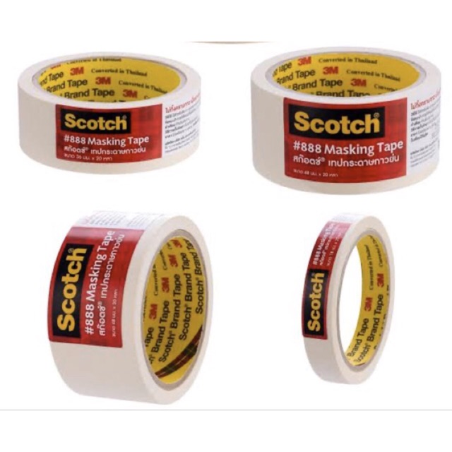เทปกระดาษกาวย่น 3M scotch #888 เทปหนังไก่ มี 4 ขนาด แกนกว้าง 3 นิ้ว