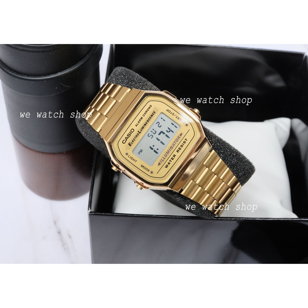 CASIO ของเเท้ เครื่องศูนย์ CMG รุ่น A168WG-9WDF สีทอง สายเหล็ก ประกันศูนย์ CMG  A168WG-9  A168WG  A168  A168WG-9W