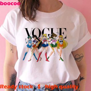 sailor moon  harajuku t เสื้อเชิ้ต blouse Fitness Casual crossfit เสื้อเชิ้ต blouse shirt สไตล์เกาห