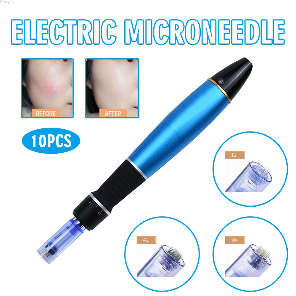 Crazyi Electric Derma Pen A1 Microneedle Auto Stamp +10pcs Needles Cartridges Tips