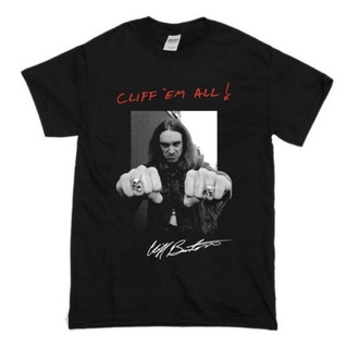 เสื้อยืดสีขาวเสื้อยืด พิมพ์ลาย Metallica BAND Cliff Em AllS-4XL