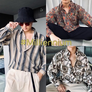 🔥[โค้ดหน้าร้านลดเพิ่ม 30บาท]🔥เสื้อเชิ้ตแขนยาว y2k ฮาวาย Oversize ลายหรู Milliennium "DG2000" “ZURI”