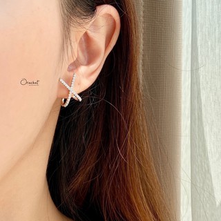 X blink earrings. (ต่างหูแบบติดหู งานชุบทองคำขาว เพชร CZ)