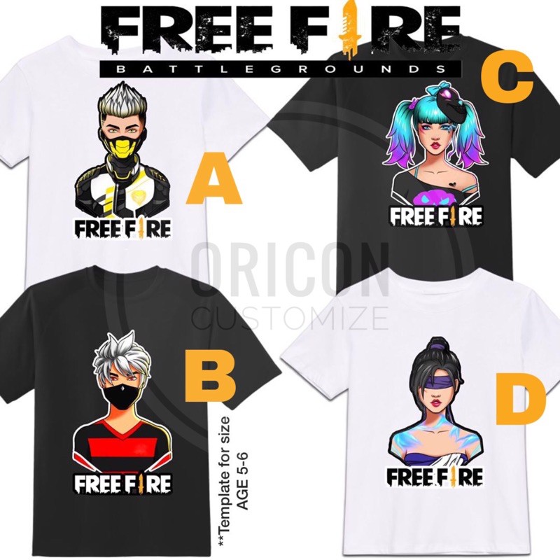 Free Fire Tshirt Cotton X Logo T Shirt Sticker Ff Free Fire Garena Heroic Gaming Baju Mascot Boy Fashion Viral Gamer Tee Shopee Thailand