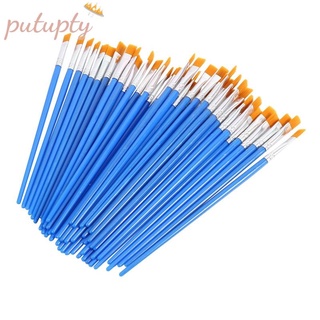 Paint Brushes Set 50 Pcs Kids Nylon Flat Hair Small Oil Watercolor Artist Painting Kits Bulk for Children