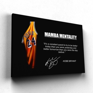 เสื้อกีฬาบาสเก็ตบอล ผ้าแคนวาส พิมพ์ลาย Mamba Mentality Quote สําหรับตกแต่งผนังห้อง