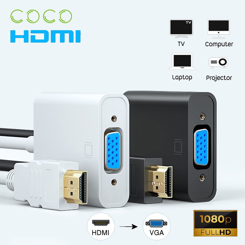 สายแปลงสัญญาณ HDMI to VGA หัวแปลง HDMI เป็น VGA (HDMI To VGA Converter) ตัวแปลงสัญญาณ HDMI TO VGA