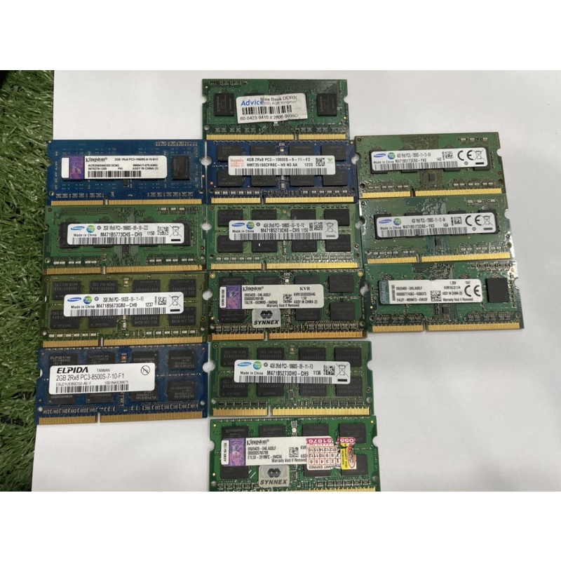 แรมโน๊ตบุคมือสอง  DDR2 / DDR3 / DDR3L   512MB/1GB/2GB/4GB/8GB. สภาพดี คละยี่ห้อ คละรุ่น สอบถามรุ่น ในแชท