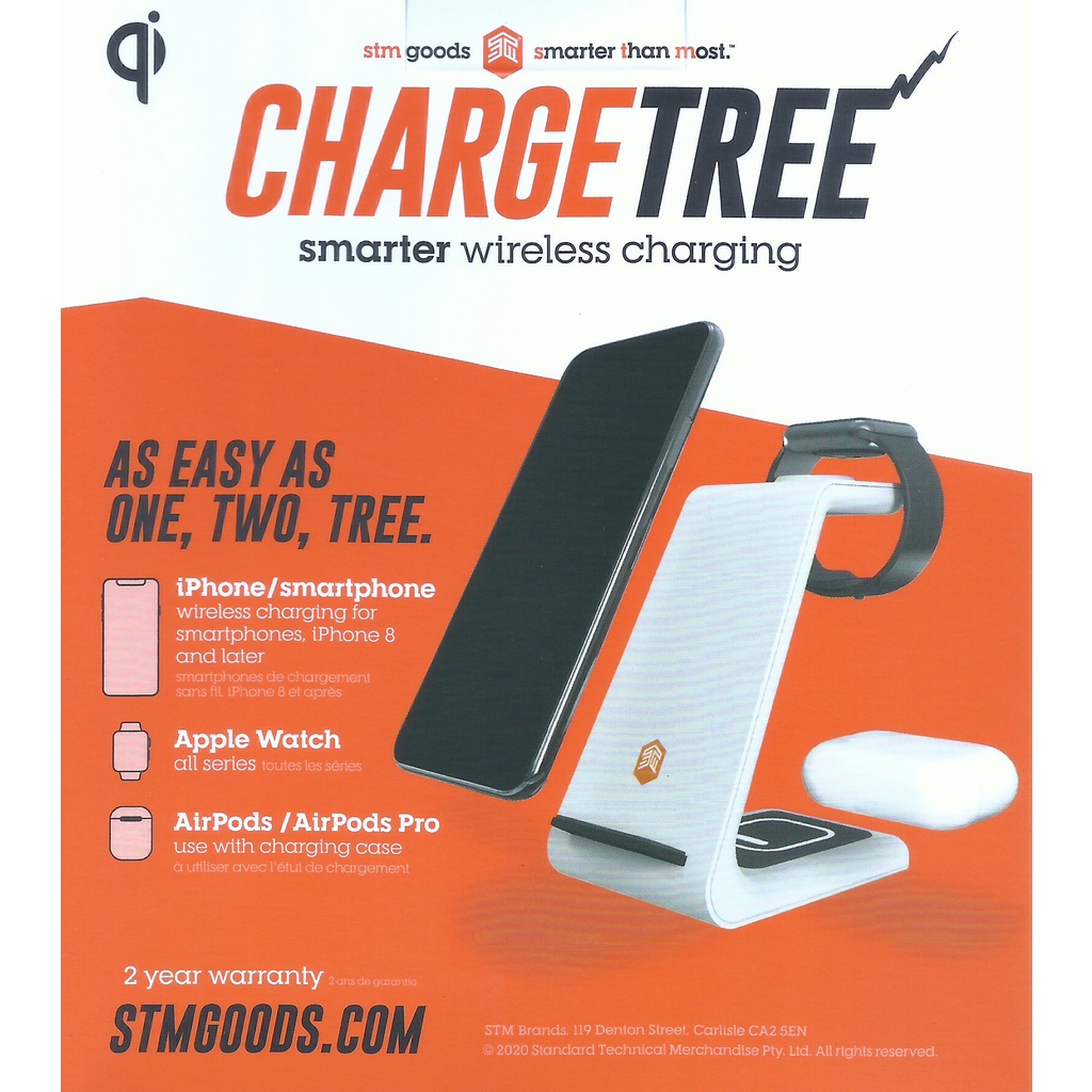 STM ChargeTree แท่นชาร์จไร้สาย 3-In-1 สีขาว สำหรับ iPhon/App Watch/ArPod - Multi Device Charging Sta