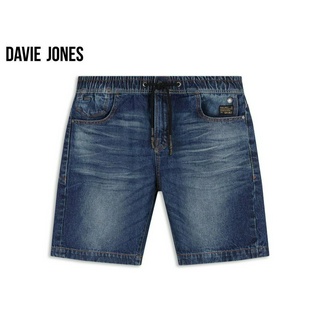 DAVIE JONES กางเกงขาสั้น ผู้ชาย เอวยางยืด สีกรม สีดำ Elasticated Shorts in navy black SH0073NV BK