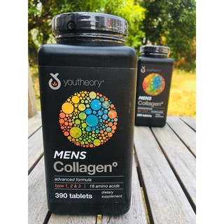 39% OFF ราคา Sale!! EXP:07/23 Youtheory® Mens Collagen Advanced Formula 390 เม็ด คอลลาเจนสำหรับผู้ชาย Type 1,2&amp;3