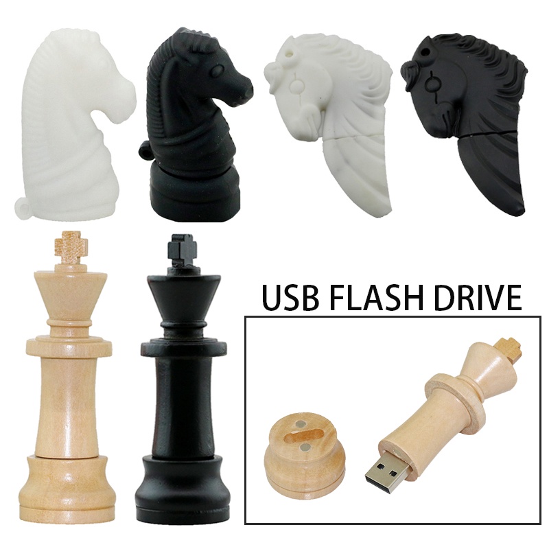 แฟลชไดรฟ์ Usb 4GB 8GB 16GB 32G 64GB U Disk International Chess Horse Memory Stick 128GB ไดรฟ์ปากกาแฟ