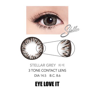 EYELOVEIT STELLAR GREY เลนส์สีเทา รายเดือน ( ซื้อ EYELOVEIT ครบ 3 กล่อง แถมตลับคอนแทคเลนส์ )