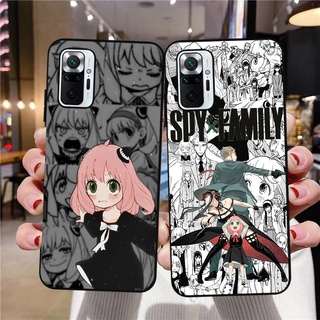 เคสโทรศัพท์มือถือแบบนิ่ม ลายอะนิเมะ Spy×Family สีดํา สําหรับ Redmi Note10 Note 11 Pro 9pro Note 8 9A 9C