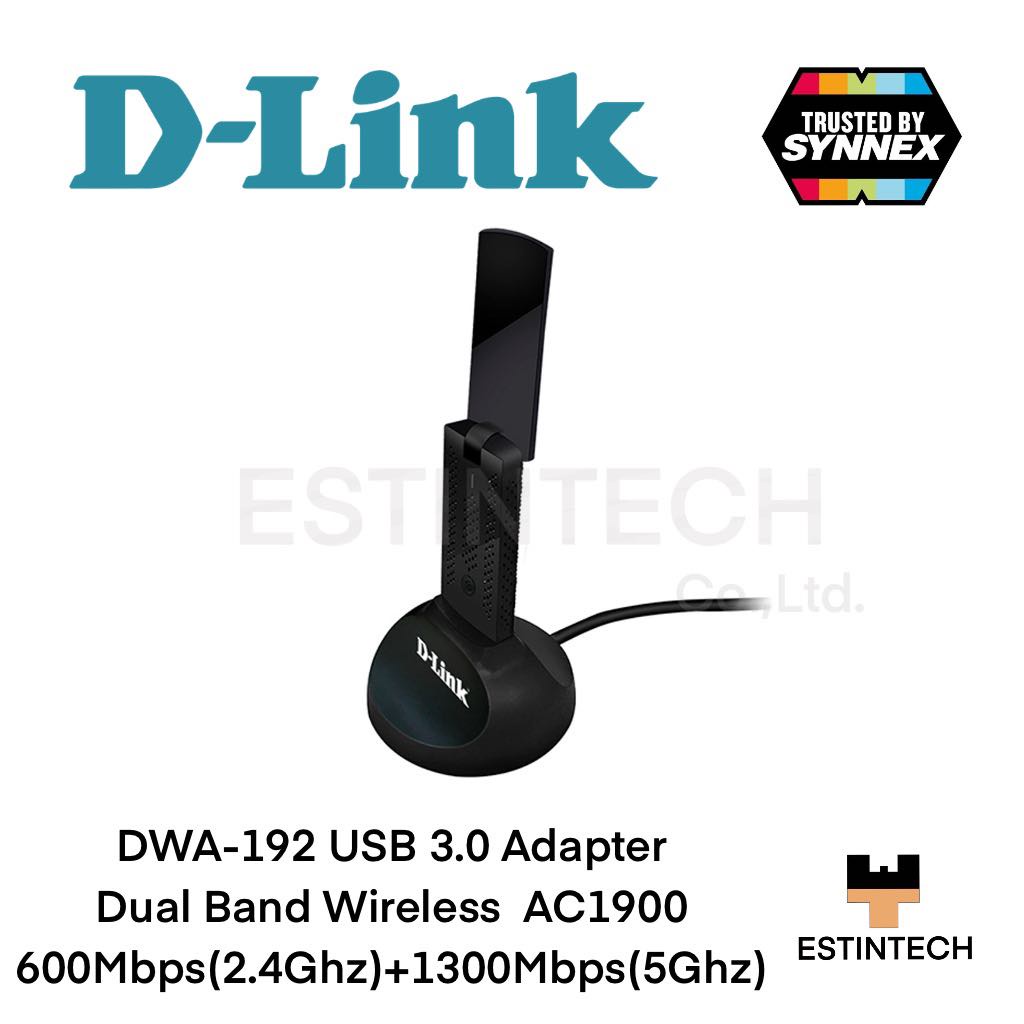 Wireless USB Adapter (ยูเอสบีไวไฟ) D-Link DWA-192 USB 3.0 Adapter Dual Band Wireless AC1900 ของใหม่