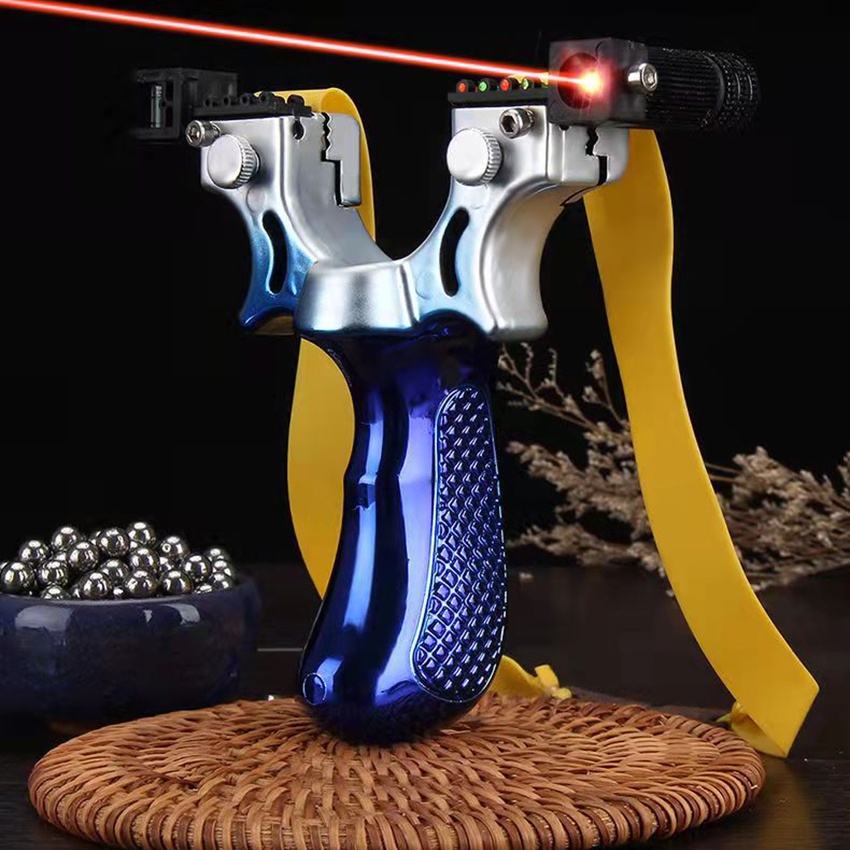 หนังสติ๊ก หนังสติ๊กยิงปลา หนังกะติ๊กยิงลูกเหล็ก พร้อมเลเซอร์เล็งเป้าอย่างแม่นยำ Slingshot with laser aiming precision