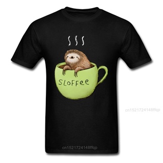 【ผ้าฝ้ายแท้】ใหม่ เสื้อยืดลําลอง แขนสั้น พิมพ์ลาย Sloffee Prevailing Sloth Coffee Man สีดํา สําหรับผู้ชาย Afagog32Ecmdpd0