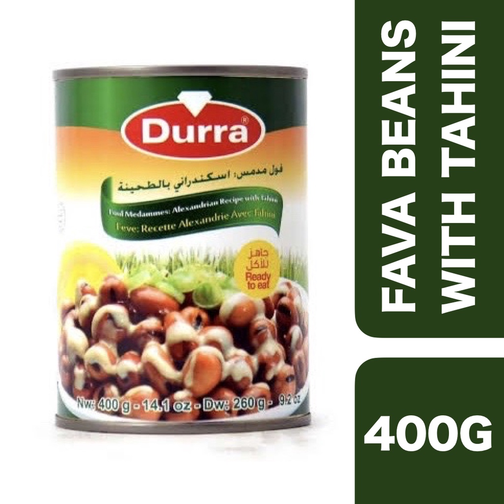 Durra Fava Beans Alexandria Recipe with Tahini 400g ++ ดูร่า ถั่วฟาวาพร้อมทานสูตรอเล็กซานเดรียกับซอสทาฮีนี  400 กรัม