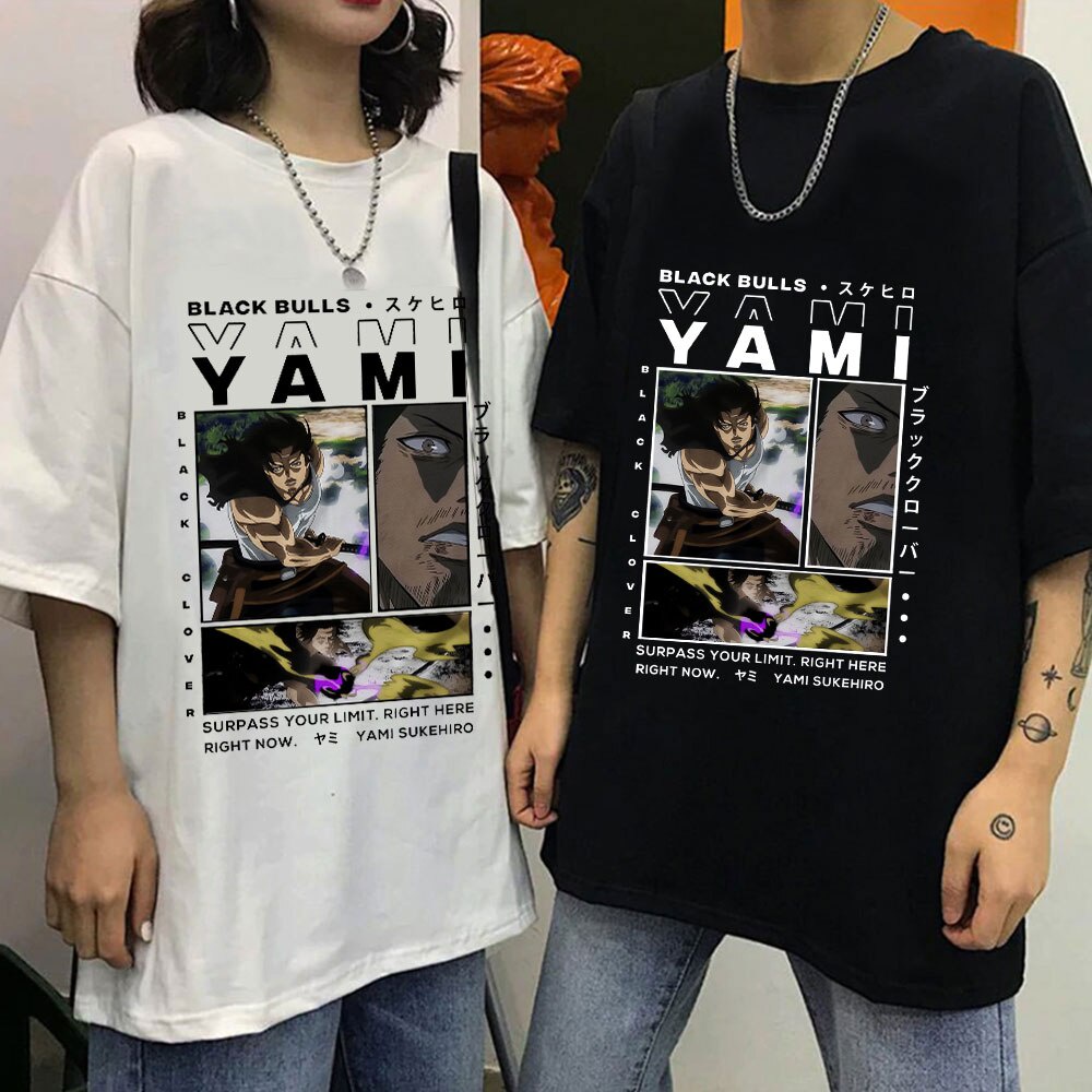 T-shirt  เสื้อยืดลําลอง พิมพ์ลายอนิเมะ Black Clover Yami Sukehiro แฟชั่นฤดูร้อน สไตล์ญี่ปุ่น สําหรับผู้ชาย และผู้หญิงS-5