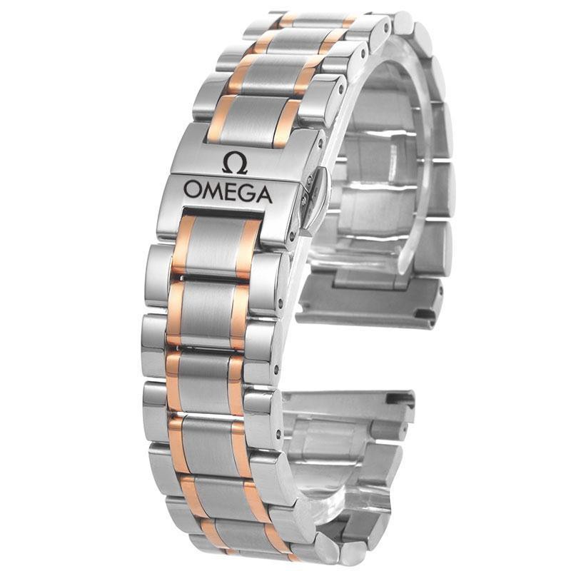 band สาย☽Omega watch band steel belt men and women hippocampus 424 / diefei stainless butterfly buckle strap 18 20mm