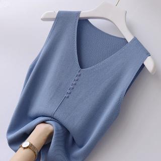 V-neck Camisole Summer New Style Sleeveless Knitted Thin Ice Silk Top