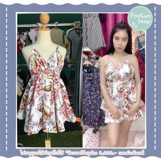 Dress ชุดเดรส เดรสสายเดี่ยว ลายดอกไม้ Sexy 🌈 PooGun Shop 🌈