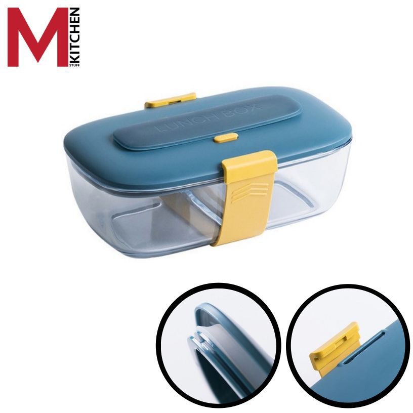 M KITCHEN AA060 กล่องแก้วถนอมอาหาร กล่องอาหารแก้วพร้อมตะเกียบ ผลิตจากแก้วใส เข้าไมโครเวฟได้