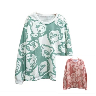 เสื้อแขนยาว คอกลม ลายหมี Oversize