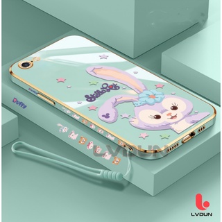 เคส OPPO A39 A57 A55 A54 A53 A52 A92 A39 A96 A76 A16 A15 A15S F1S A59 A83 StellaLou Case with Lanyard Soft Case Silicone Electroplated Soft Case TZ1