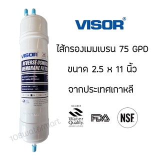 ไส้กรองอินไลน์ Visor อาร์โอ 75 แกลลอนต่อวัน ขนาด 2.5 x 11 นิ้ว Inline RO 75 GPD