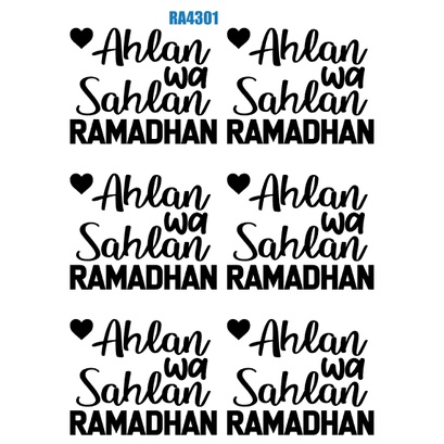 Ahlan wa Sahlan Ramdhan Multiple Sticker (ขนาด A4) 6 สติ๊กเกอร์เล็ก