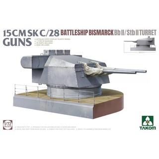 พลาสติก โมเดล ประกอบ TAKOM สเกล 1/72 15 cm SK C/28 Guns Battleship Bismarck Bb II/Stb II Turret (5014)