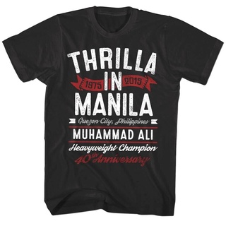 เสื้อยืดสีขาวเสื้อยืด พิมพ์ลาย Muhammad Ali Thrilla in Ila Legend สําหรับผู้ชายS-4XL