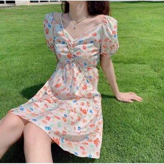 ❤️(พร้อมส่ง)​เดรสสดใสสไตล์เกาหลีโทนส้มๆ