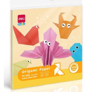 Deli 6407 Origami Paper กระดาษพับโอริกามิ 100 แผ่น ขนาด 15x15 cm กระดาษโอริงามิ 10 ส