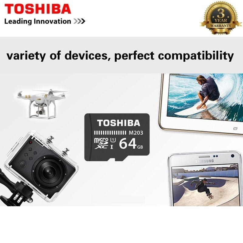 การ์ด Micro SD Toshiba M203 UHS-I U1 Class 10 Micro Sdhc MicroSDXC ไม่มีอะแดปเตอร์ (16GB 32GB 64GB 128GB)