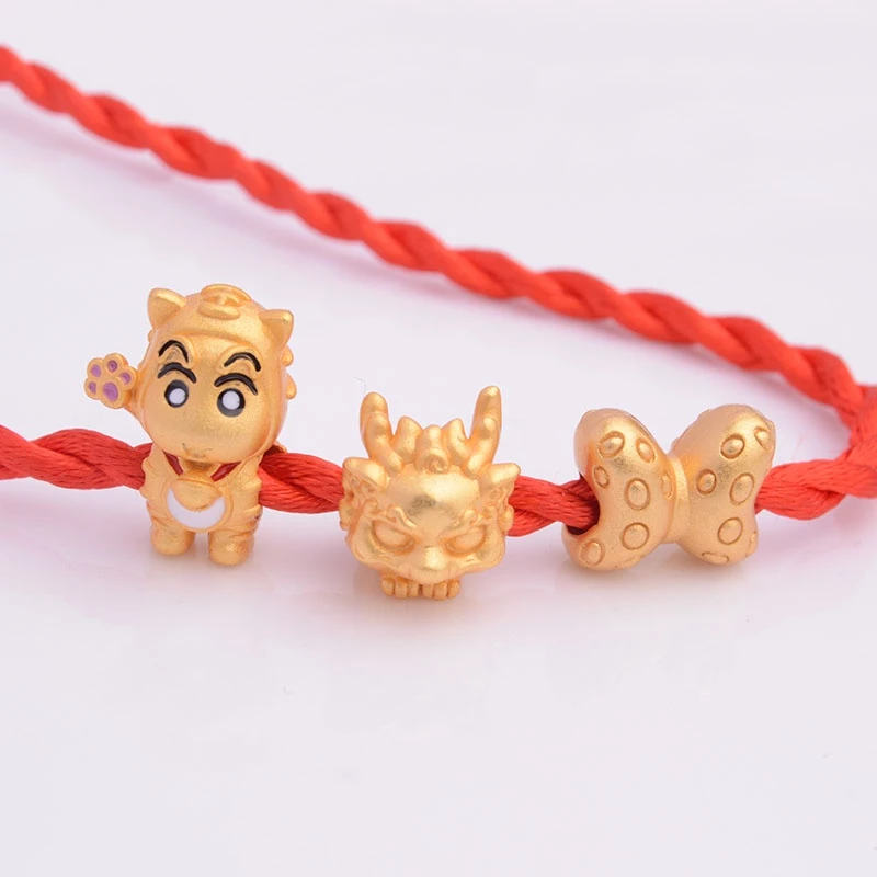 ลูกปัดมังกรชินจังประดับโบว์ สีแดงทอง DIY สร้อยคอสร้อยข้อมือ DIY thumbnail 4