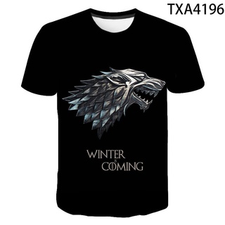 เสื้อยืดแขนสั้นลําลอง พิมพ์ลาย Game Of Thrones 3 มิติ แฟชั่นฤดูร้อน สไตล์สตรีท สําหรับผู้ชาย และผู้หญิง 2022