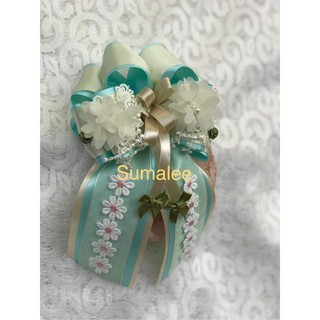 เน็ตติดผม Sumalee งาน Handmade สีครีม-เขียว