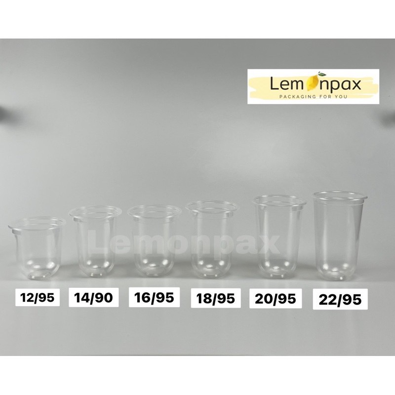 พร้อมส่ง！！ (ขายแถว)แก้วแคปซูลพร้อมฝา ขนาด12oz. (14oz.ปาก90) 16oz. 18oz. 20 oz. 22oz. ปาก95 (50ชุด/แถ
