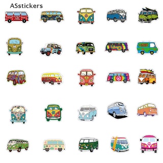 [ASstickers] สติกเกอร์ ลาย Love And Peace Bus สไตล์เรโทร สําหรับติดตกแต่งกระเป๋าเดินทาง แล็ปท็อป 50 ชิ้น