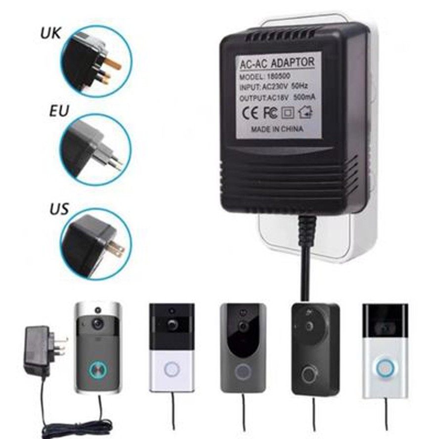 18v 500mah อะแดปเตอร์ไฟ AC US EU 220V Transformer Charger สําหรับ EKEN V5 Wireless Video Doorbell กล้องวิดีโอ Intercom แหวน
