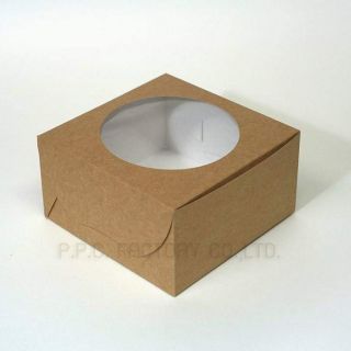 ​กล่อง ​15x15x8cm, กล่องคราฟใส่คัพเค้ก4คัพ, (มีแพ็ค10ชิ้นหรือ20ชิ้น)​กล่องเค้กครึ่งปอนด์ทรงสูง, กล่องใส่เค้กไอศครีม