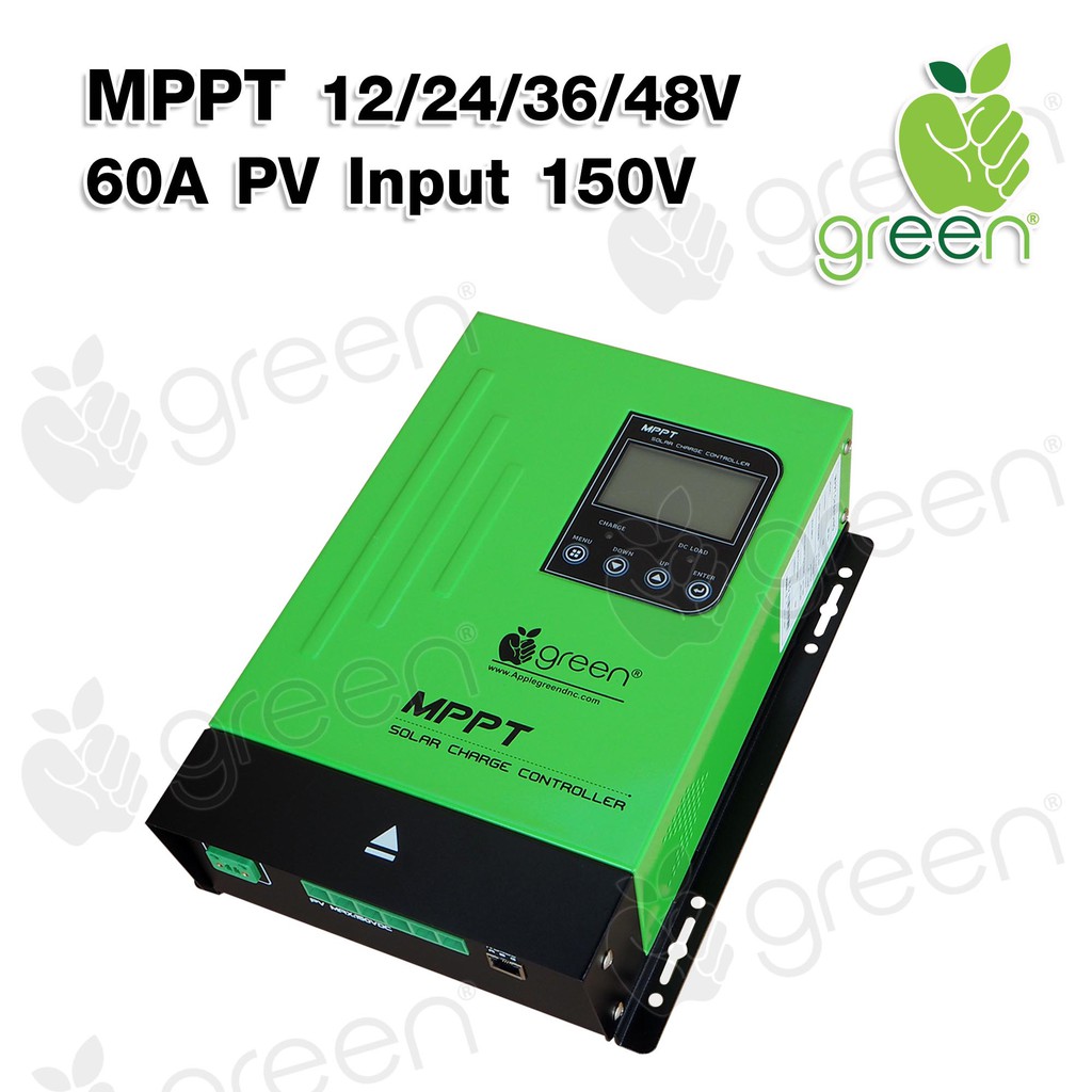 Applegreen โซลาร์ชาร์จเจอร์ MPPT Solar Control charger 12V-48V 60A Auto detection Efficiency 99%