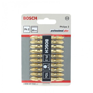 BOSCH ดอกไขควงลม สีทอง PH2x65mm. #2608521042 (10 ดอก/แพ็ค)