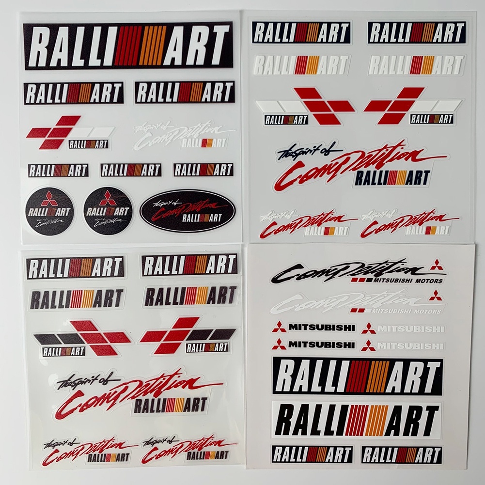 PU 3D Ralliart การใช้ถังสติกเกอร์สะท้อนแสงรถด้านข้างด้านหลังป้ายสัญลักษณ์รูปลอกสําหรับรถยนต์ Mitsubishi
