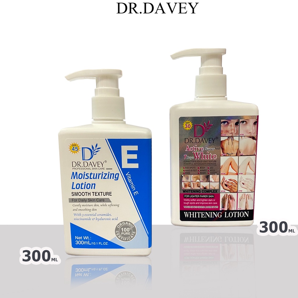 Dr.Davey Moisturizing Lotion Smooth Texture Spf45 / Active Super 7day White Whitening Lotion 300ml.